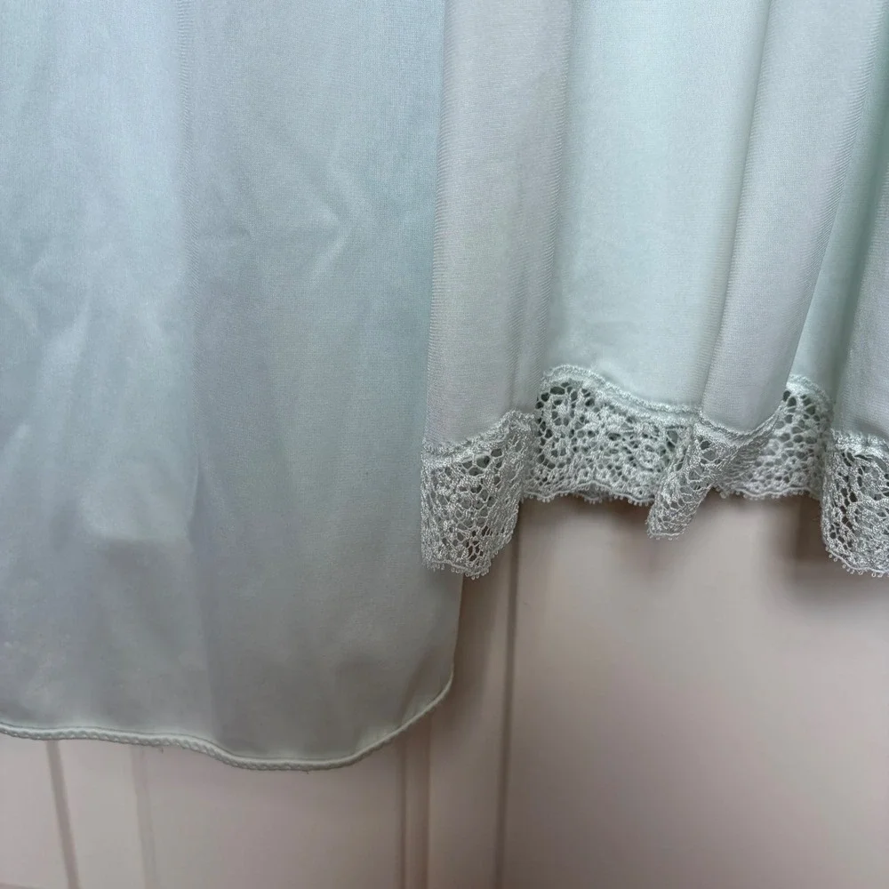 Vintage Shadowline Mint Green Lace Peignoir Nightgown Robe Set Medium USA Nylon